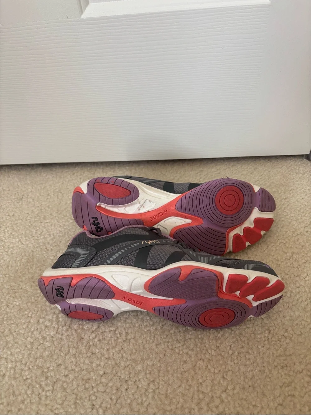 Ryka Women’s Gray Athletic Sneakers with Purple Lining and Pink Accents Size 8